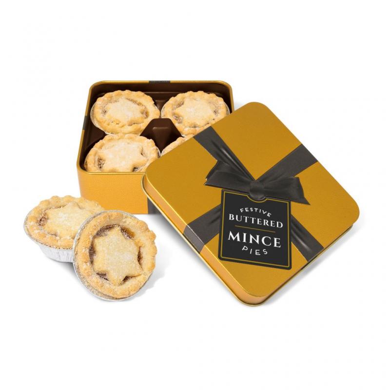 Image of Mince Pies - Small Gold Square Tin