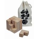 Image of Solfee wooden squares brain teaser with pouch