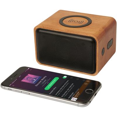 Image of Wooden speaker with wireless charging pad